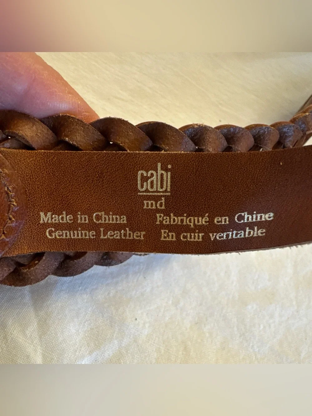 Cabi Woven Brown Leather Belt Brass Hardware Women's Size M New Preppy Boho